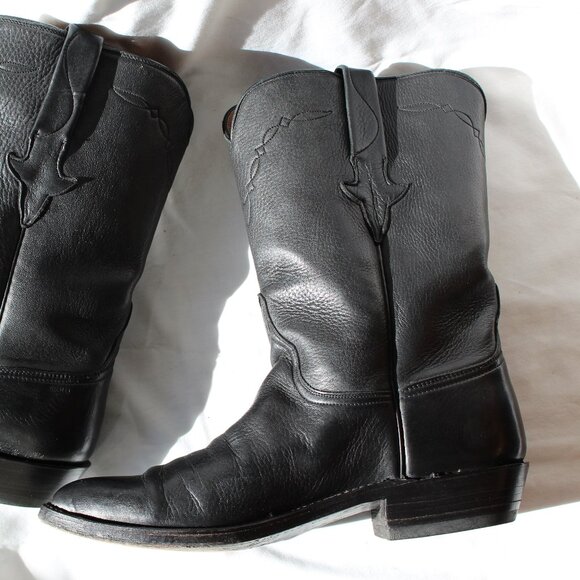 Lucchese Black Leather Boots Size 8D - Picture 11 of 16